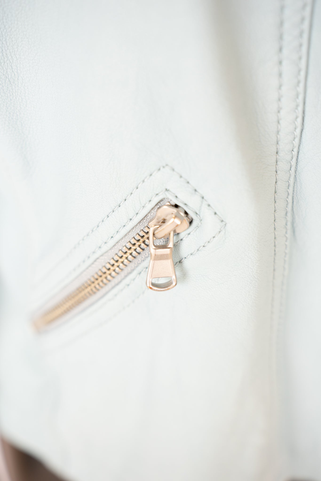 Rebecca Taylor Leather Baby Blue Puff Shoulder Moto Jacket