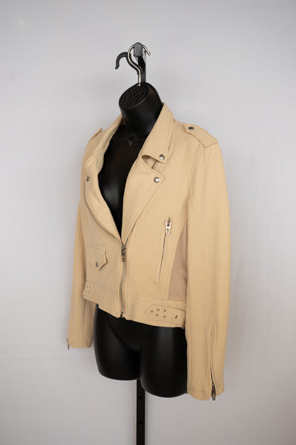 Blank NYC Beige Zip Up Moto Jacket