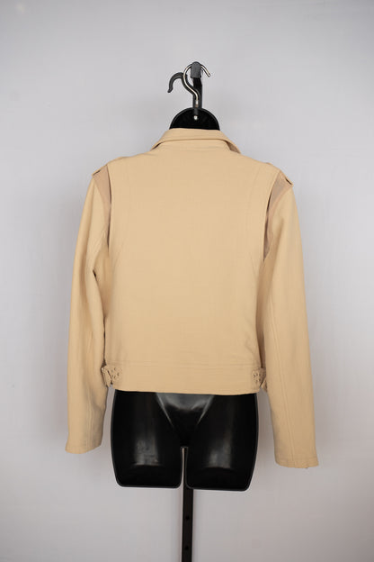 Blank NYC Beige Zip Up Moto Jacket