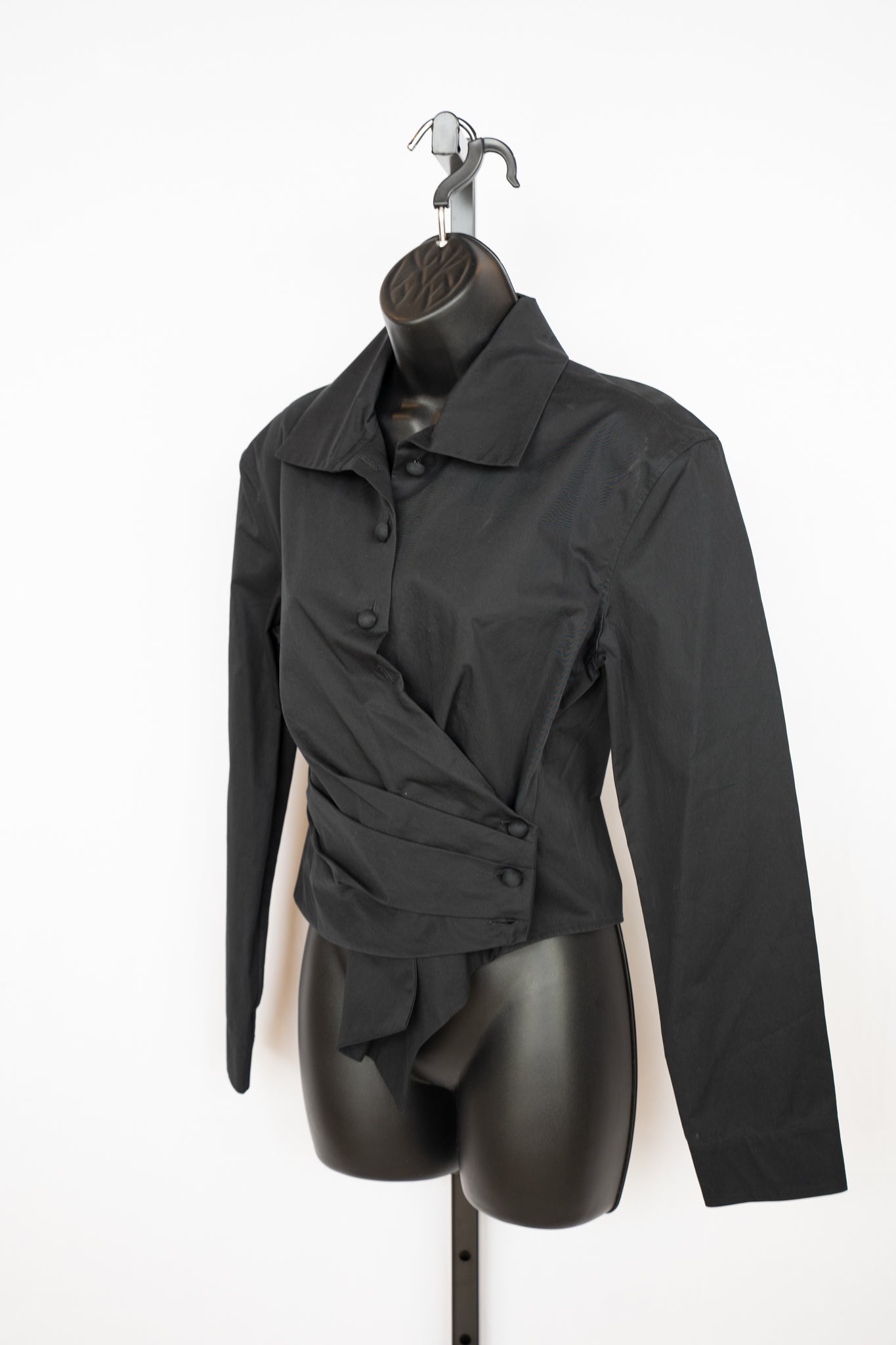 Tory Burch Black Long Sleeve Poplin Wrap Shirt NWT