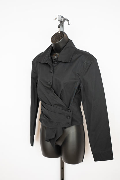 Tory Burch Black Long Sleeve Poplin Wrap Shirt NWT