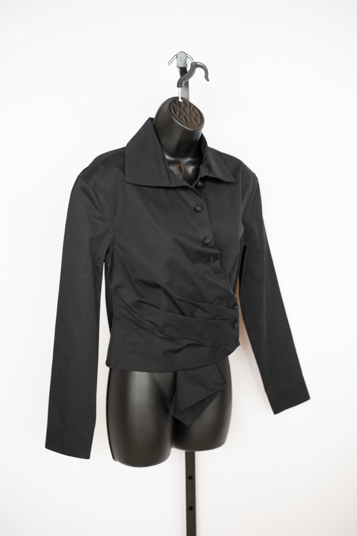 Tory Burch Black Long Sleeve Poplin Wrap Shirt NWT