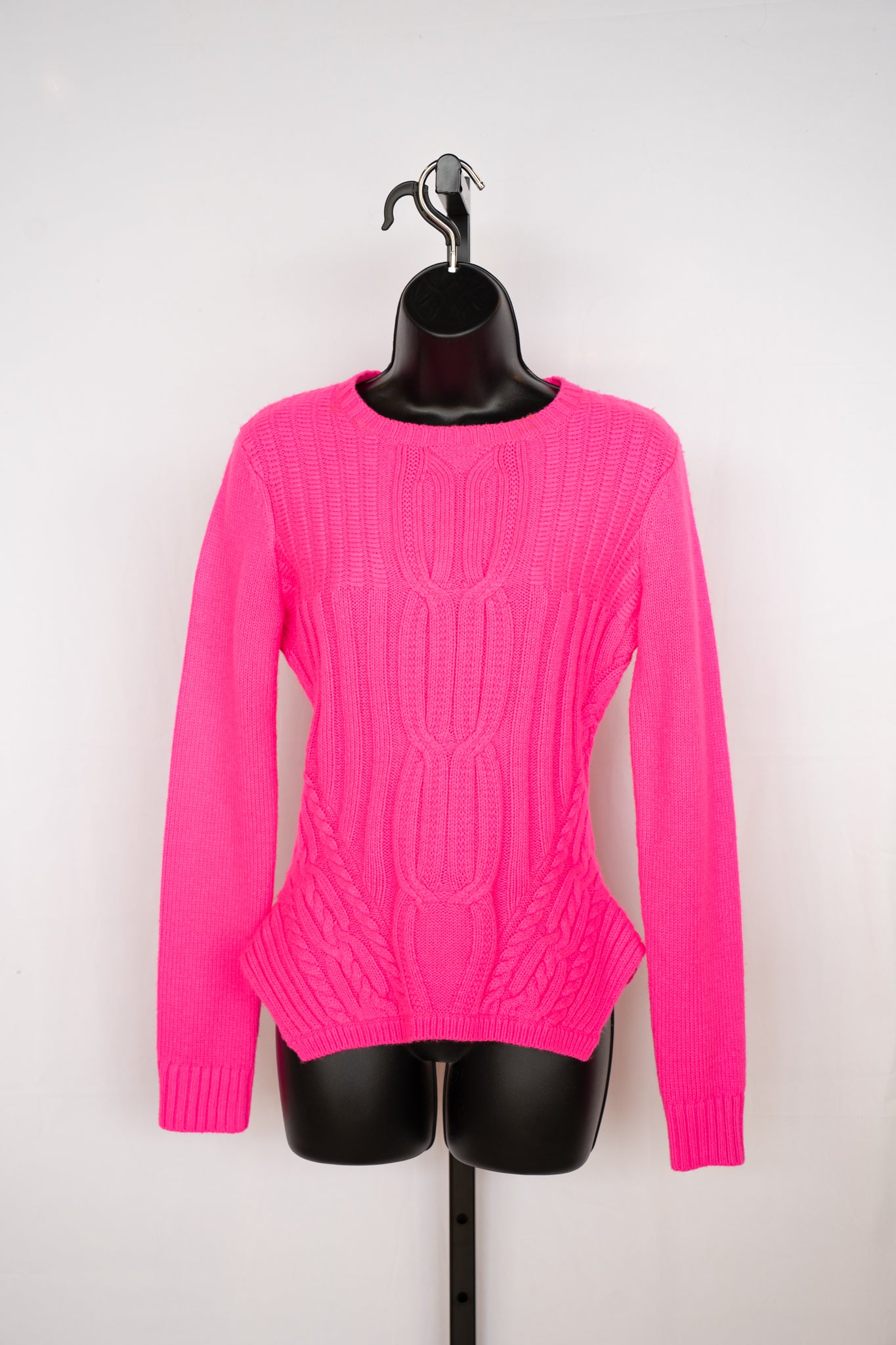 Ted Baker Hot Pink Braided Knit Long Sleeve Sweater