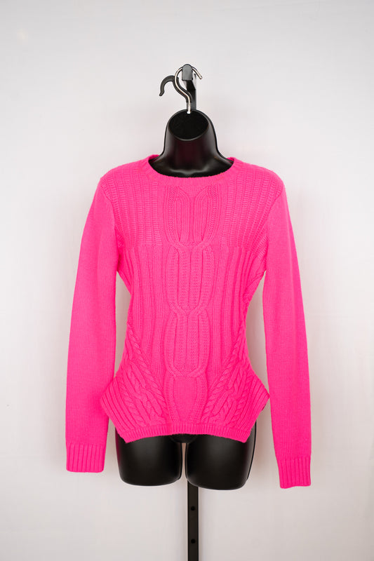 Ted Baker Hot Pink Braided Knit Long Sleeve Sweater