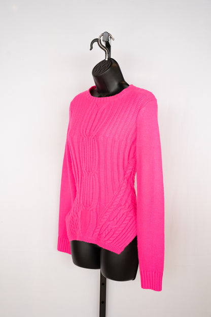 Ted Baker Hot Pink Braided Knit Long Sleeve Sweater