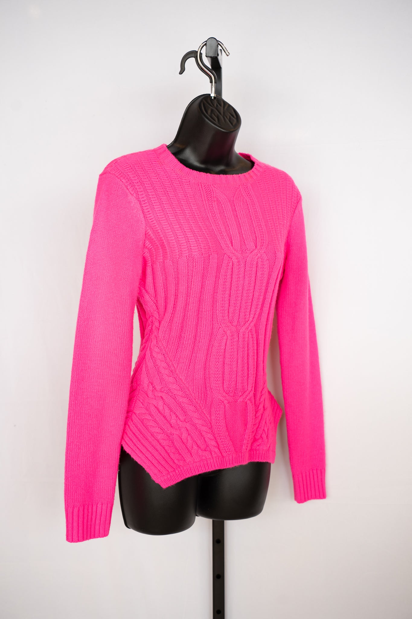 Ted Baker Hot Pink Braided Knit Long Sleeve Sweater