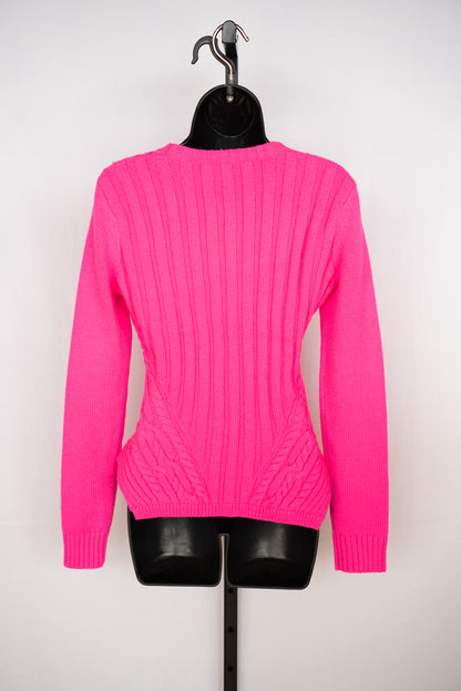 Ted Baker Hot Pink Braided Knit Long Sleeve Sweater