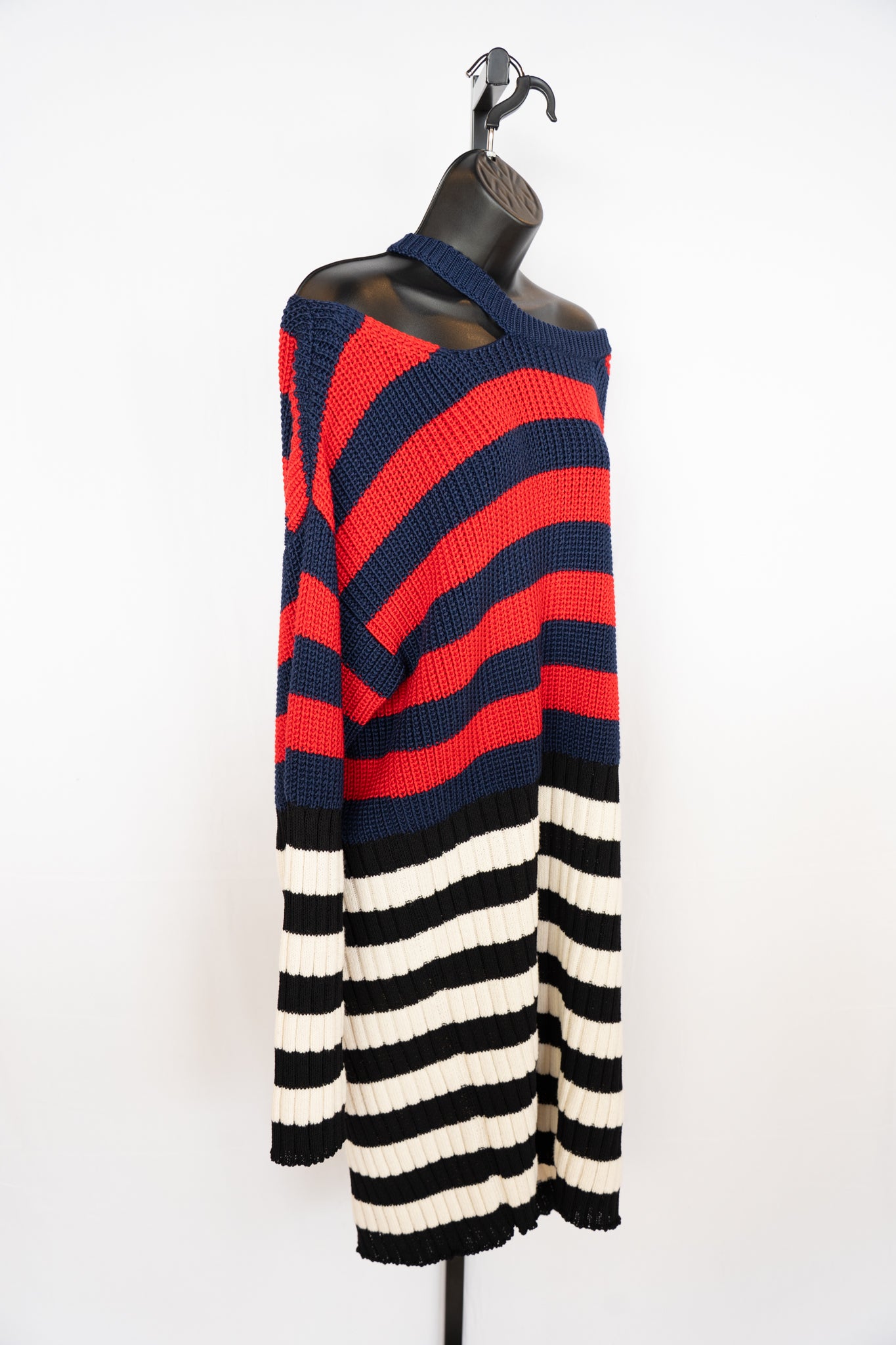 Balmain Blue, Red, White & Black Striped Sweater Dress NWT
