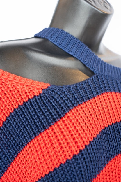 Balmain Blue, Red, White & Black Striped Sweater Dress NWT