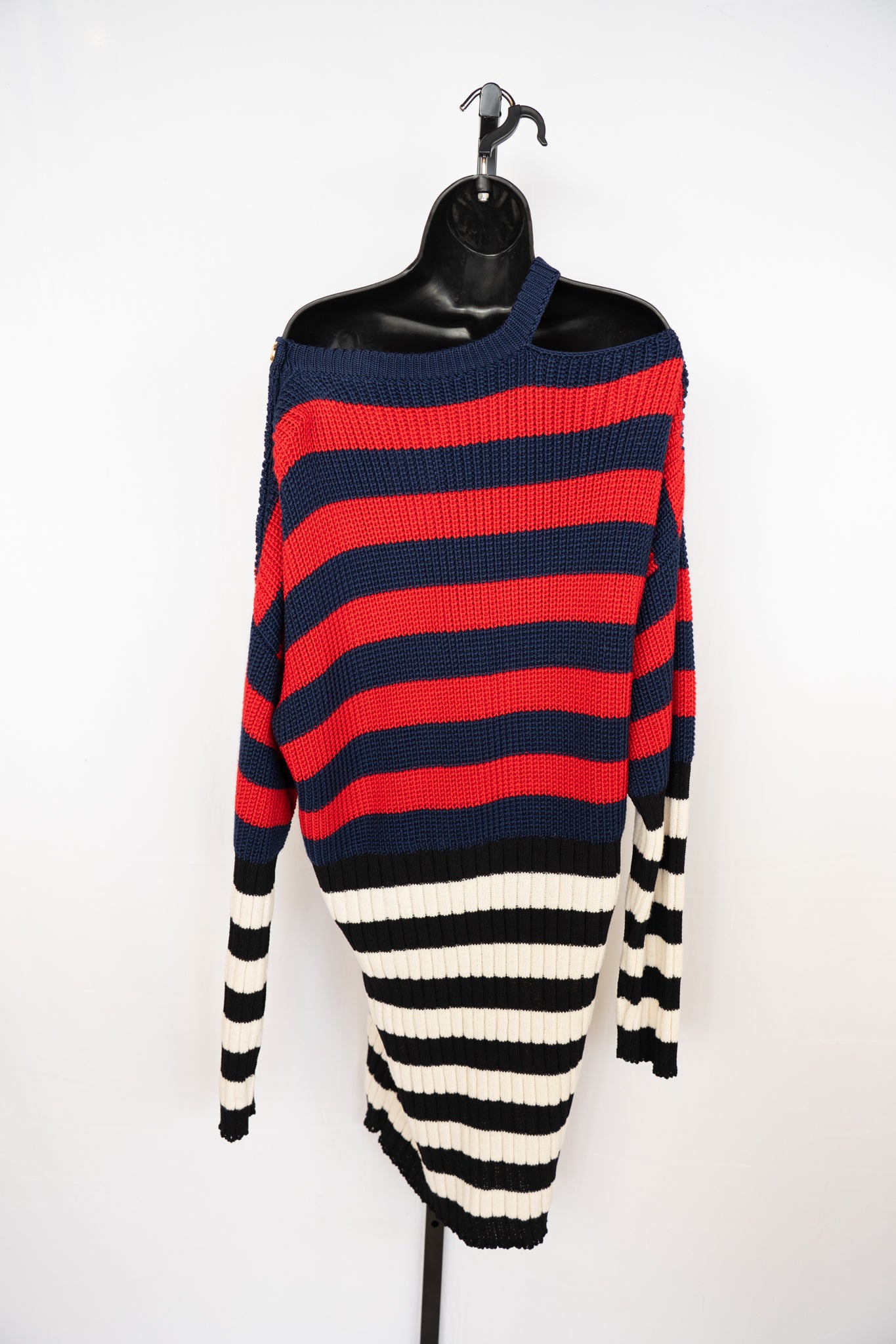Balmain Blue, Red, White & Black Striped Sweater Dress NWT