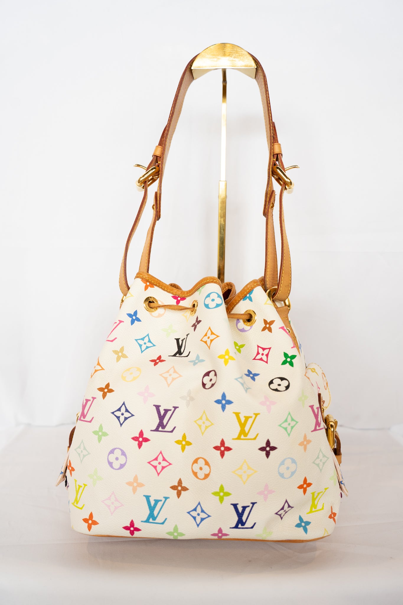 Louis Vuitton White w Multicolore Monogram Noé Petit Bag