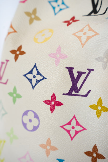 Louis Vuitton White w Multicolore Monogram Noé Petit Bag
