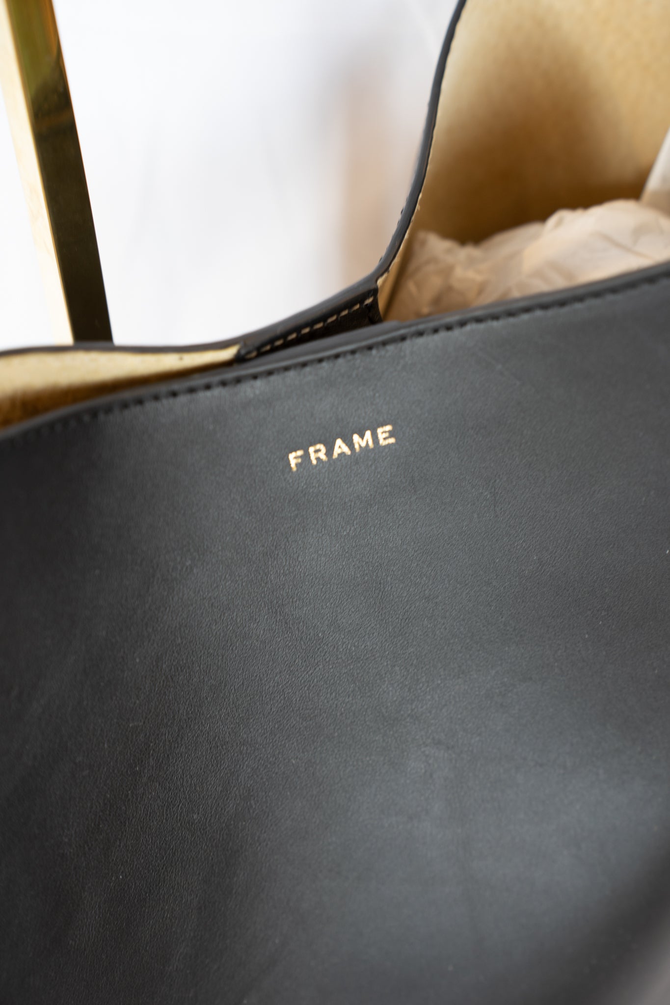 Frame Black Leather Hobo Bag Button Closure w Silver Circle Detail