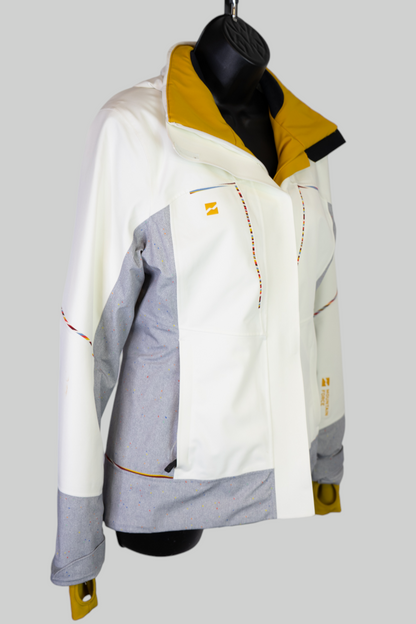 Mountain Force Cream Yellow Collar Zip Up Waterproof Jacket NWT