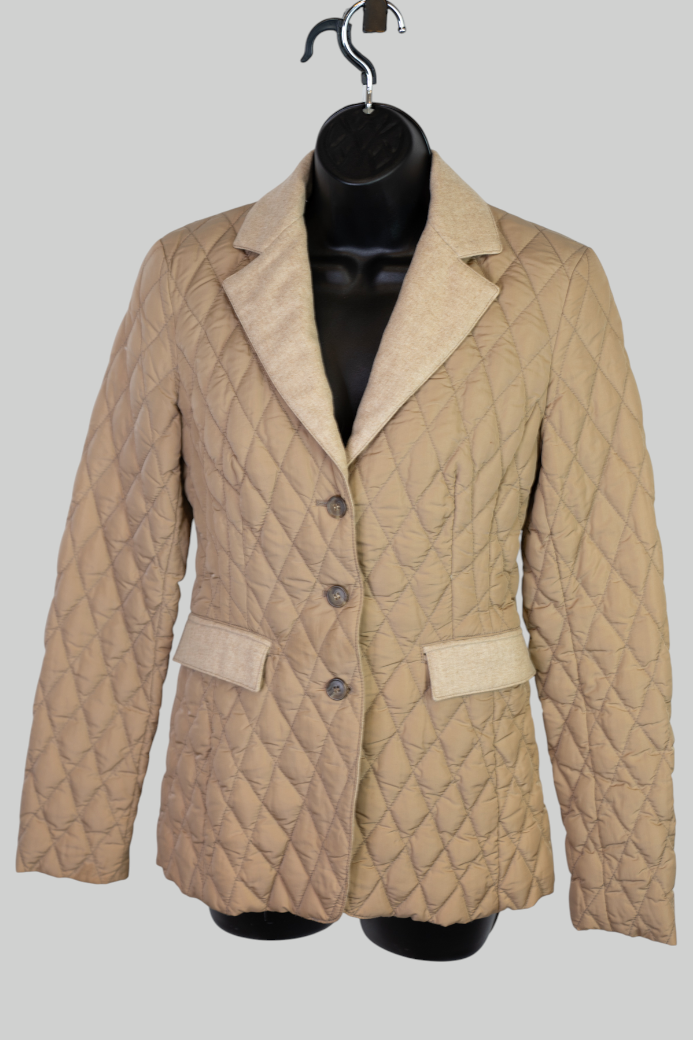 Moncler Sand/Taupe Quilted Button Down Jacket