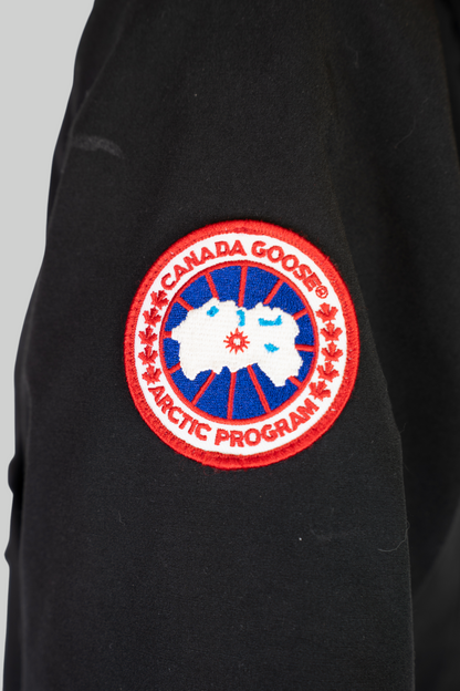 Canada Goose Black Quilted Mid-Length Coat w white Fur Hood