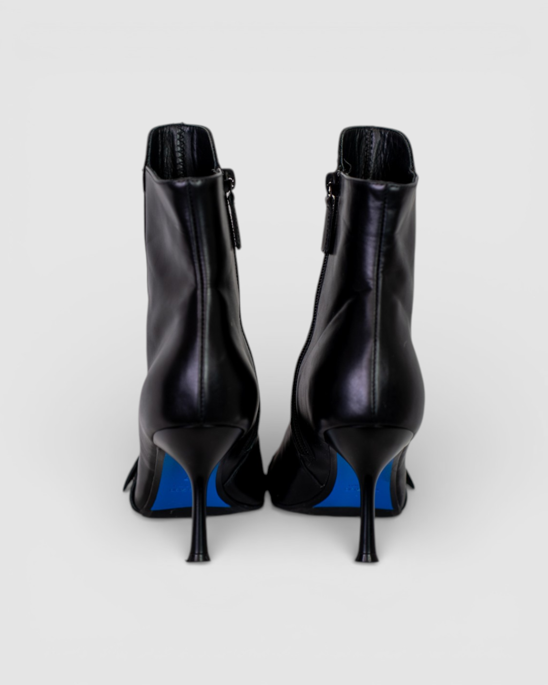 Tiziano Zorzan Black Leather Stud & Buckle Pointed Toe Heel Booties