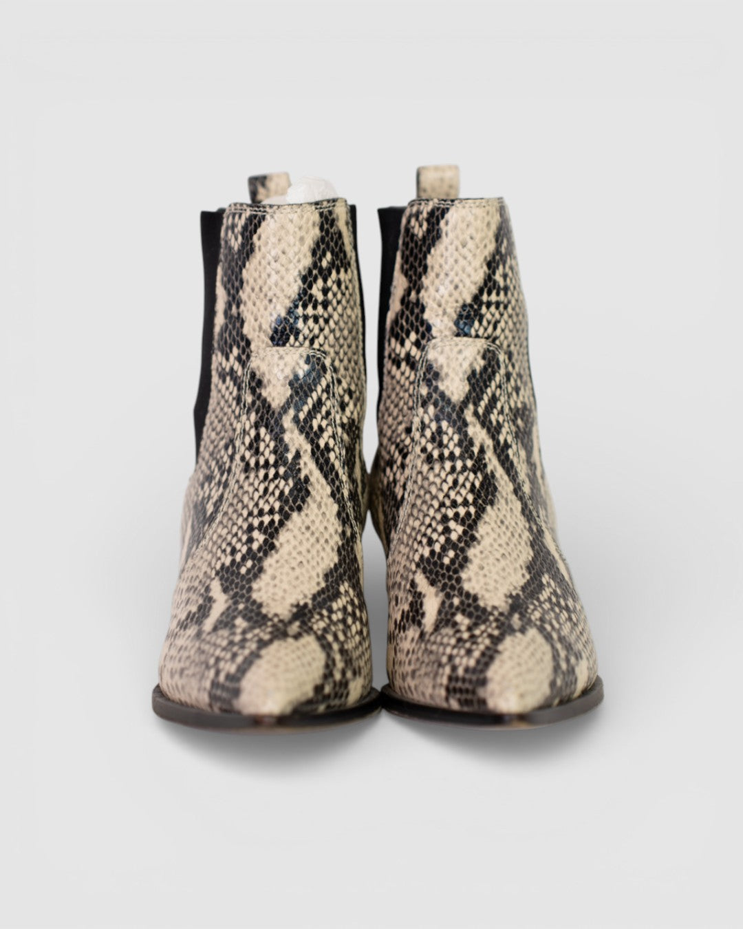 Paige Leather Black & White Python Pointed Toe Ankle Boots