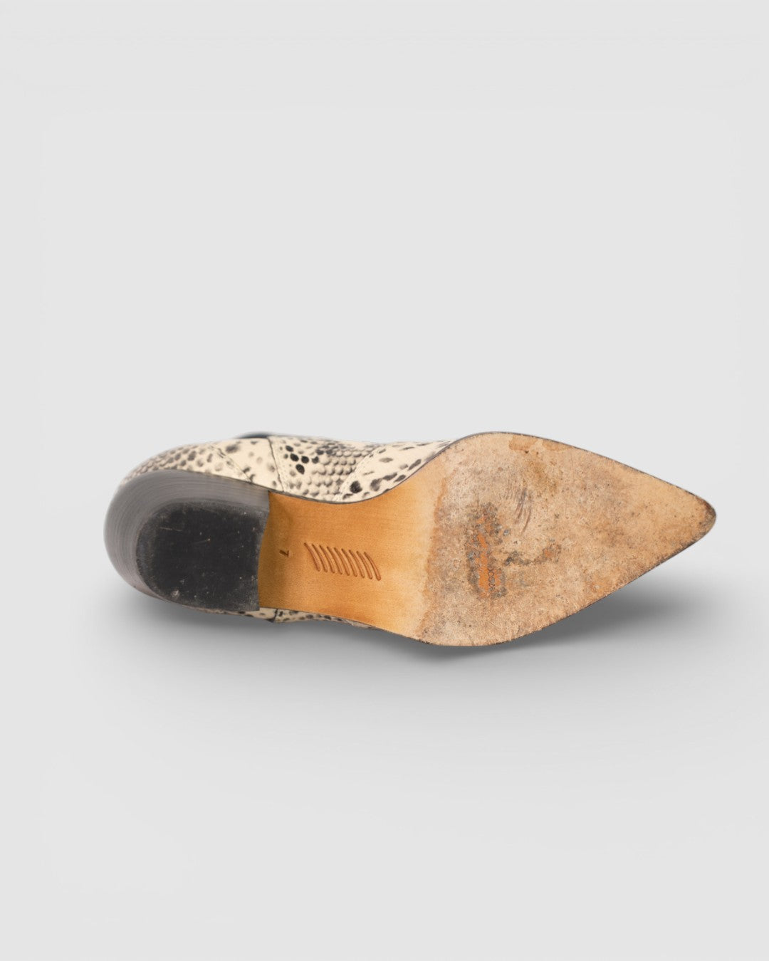 Paige Leather Black & White Python Pointed Toe Ankle Boots