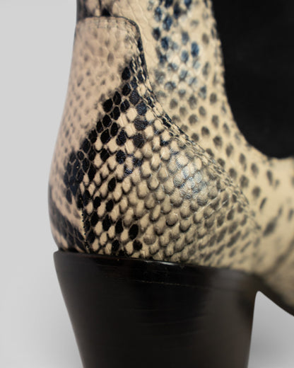 Paige Leather Black & White Python Pointed Toe Ankle Boots