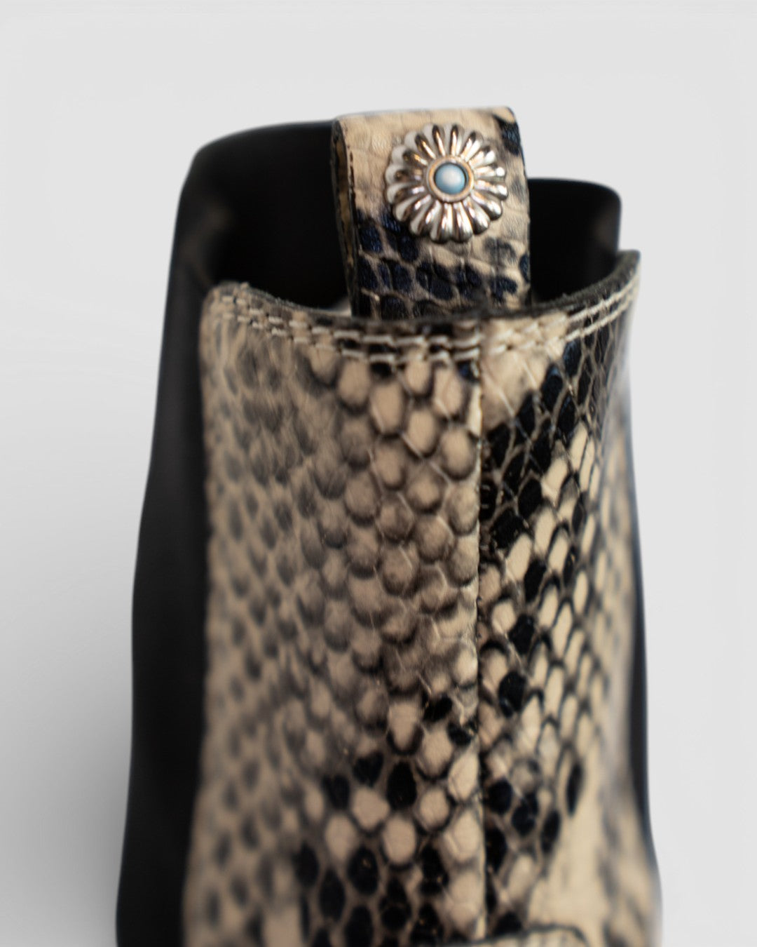 Paige Leather Black & White Python Pointed Toe Ankle Boots