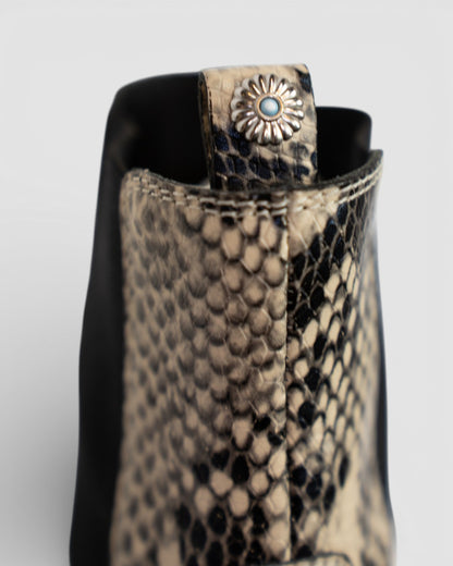 Paige Leather Black & White Python Pointed Toe Ankle Boots