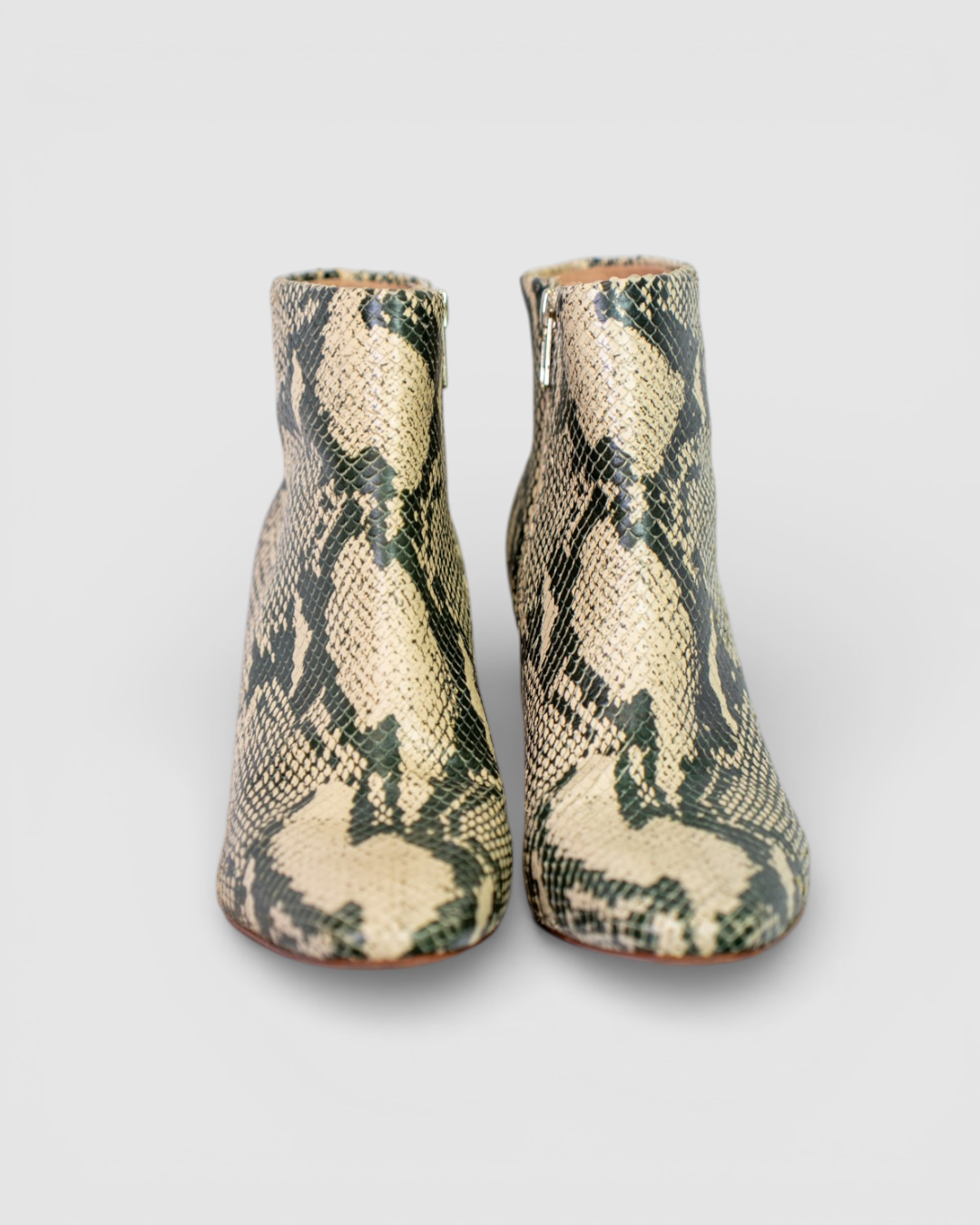 Pour La Victorie Snakeskin Ankle High Heel Boots