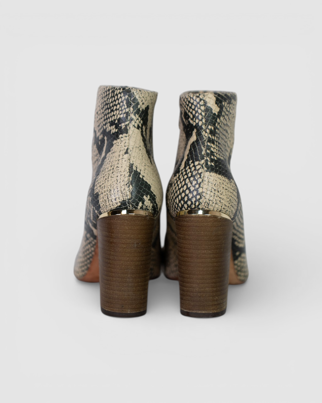 Pour La Victorie Snakeskin Ankle High Heel Boots