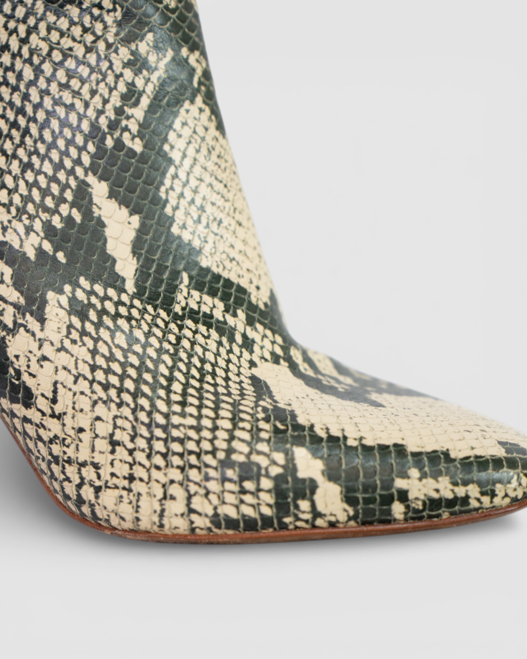 Pour La Victorie Snakeskin Ankle High Heel Boots