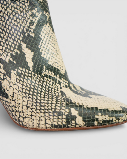 Pour La Victorie Snakeskin Ankle High Heel Boots