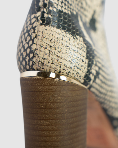 Pour La Victorie Snakeskin Ankle High Heel Boots