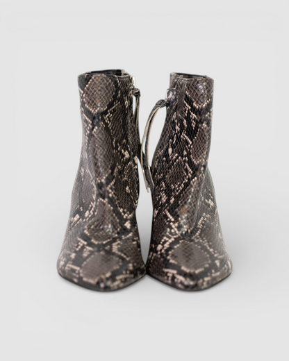 Dolce Vita Black Grey Snakeskin Point Toe Heel Booties