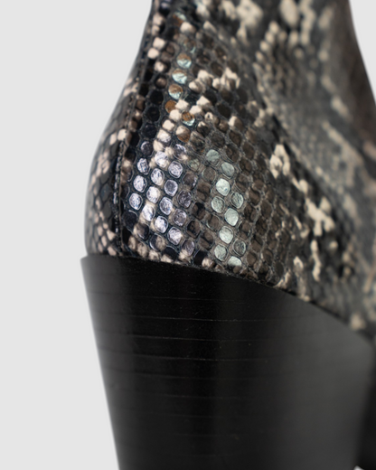 Dolce Vita Black Grey Snakeskin Point Toe Heel Booties