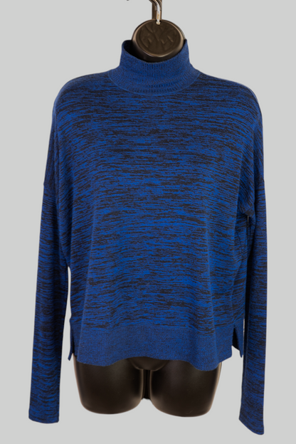 Rag & Bone Blue Black "Static" Turtleneck Long Sleeve Sweater