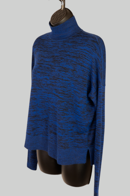 Rag & Bone Blue Black "Static" Turtleneck Long Sleeve Sweater