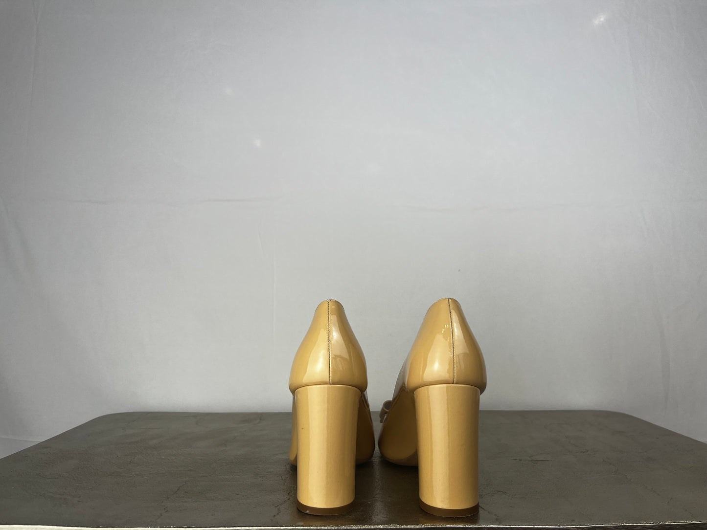 Ferragamo Nude Round Toe Pumps w/ Toe Bow