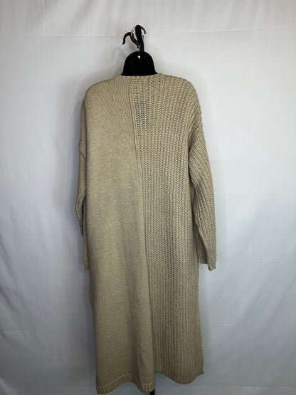 Topshop Light Brown Knit Open Face Long Sleeve Full-Length Cardigan w Pockets