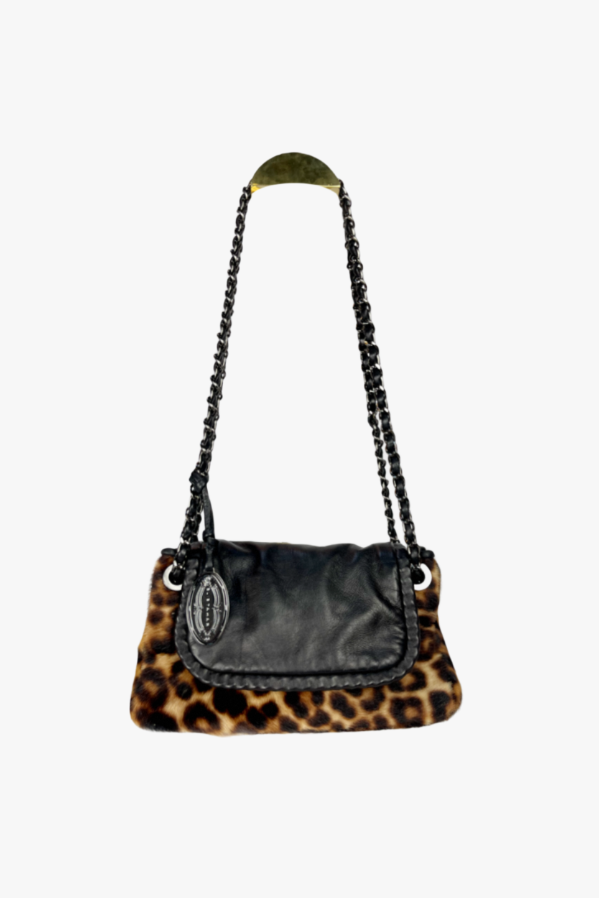 Elie Tahari 100% Calf Hair "Nina Mini" Leopard Print Chain Shoulder Bag NWT