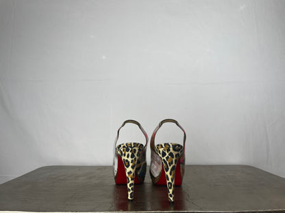 COMES WITH BOX - Christian Louboutin Winter Trash PVC Peep Toe Sling Back Pumps