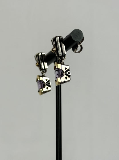 John Atencio Sterling Silver & 18K Gold Purple Amethyst Drop Earrings