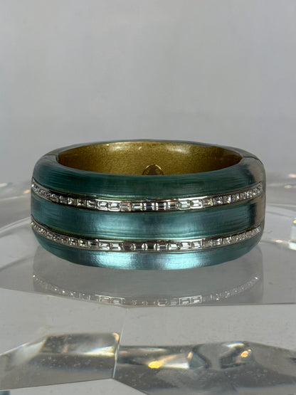 Alexis Bittar Aqua "Frosted" Crystal Accent Magnetic Bangle Bracelet