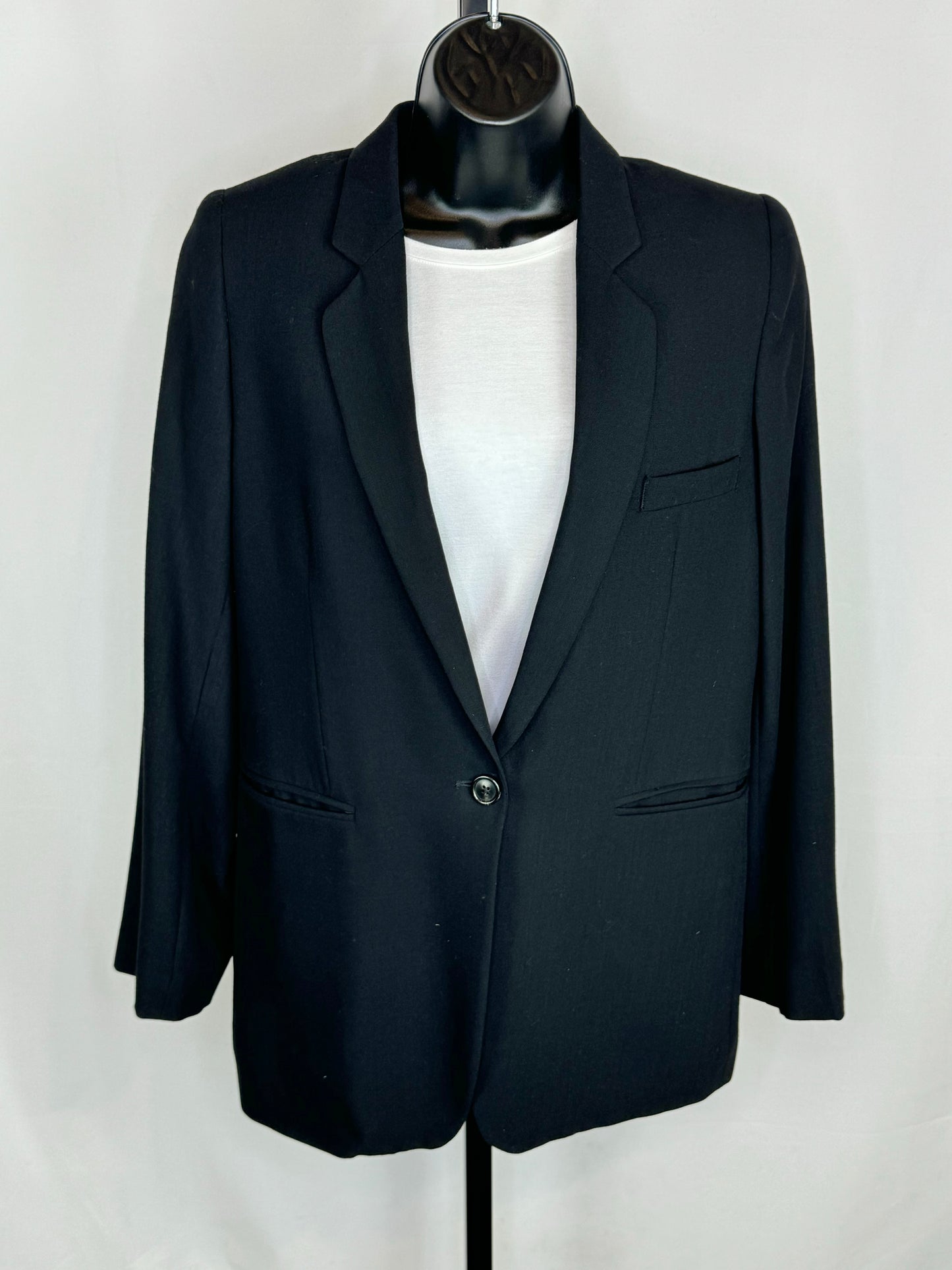 Ann Demeulemeester Wool Black Single Breasted & Button Blazer w 2 Front Pockets