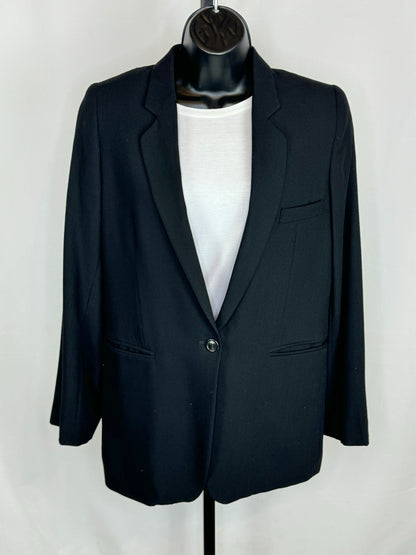 Ann Demeulemeester Wool Black Single Breasted & Button Blazer w 2 Front Pockets