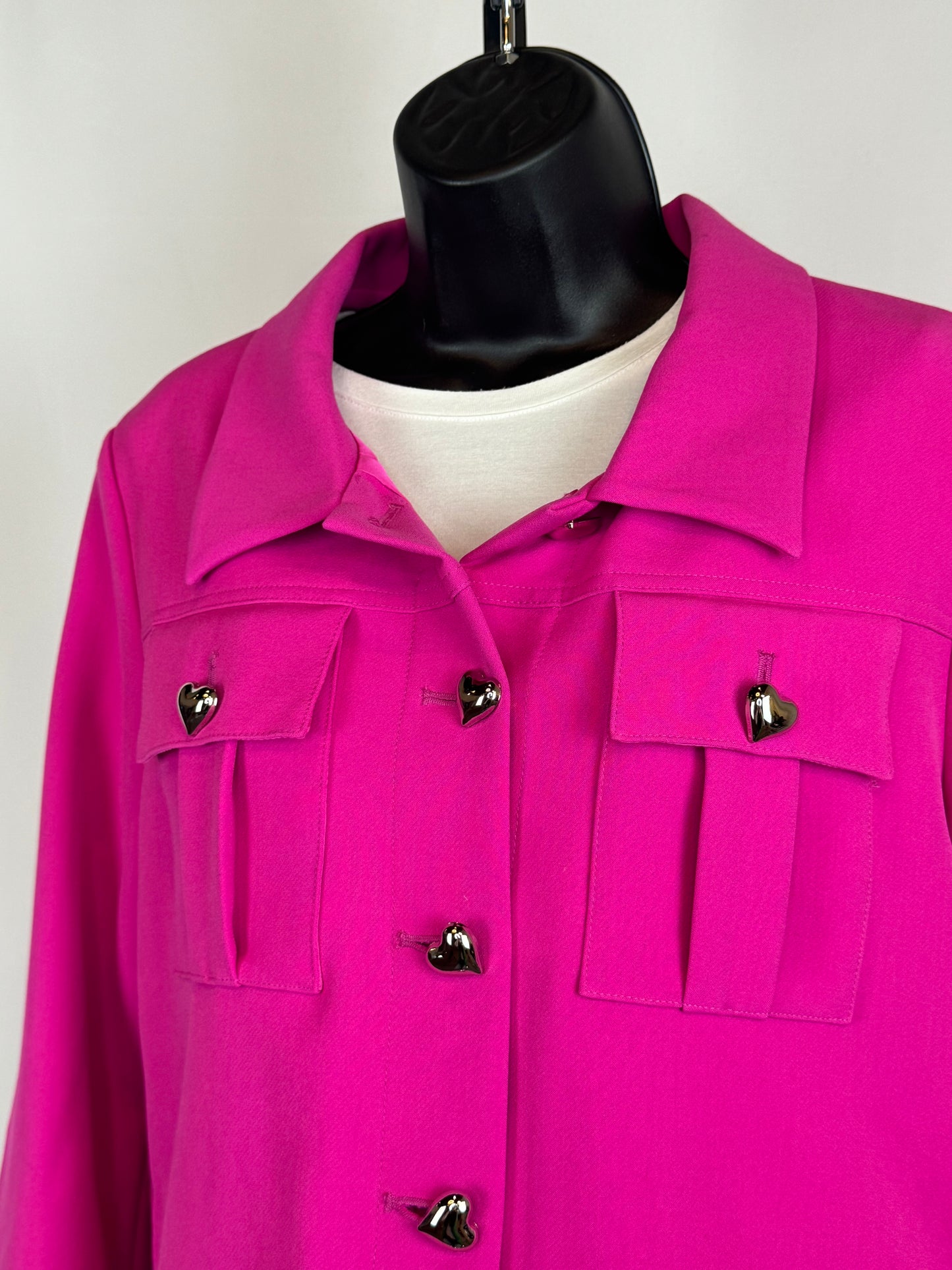AS by Df Pink Magenta Cropped Jacket w Gold Heart Buttons NWT
