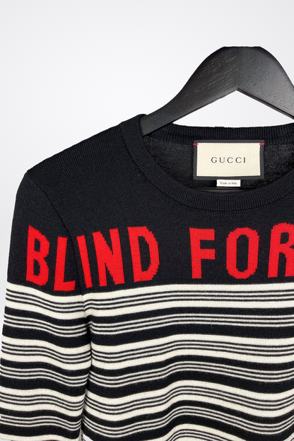 Gucci "Blind For Love" Striped Cashmere Sweater