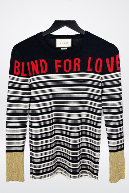 Gucci "Blind For Love" Striped Cashmere Sweater