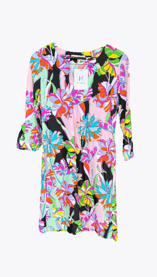 Jude Connally Pastel Florals V-neck 3/4 Sleeve Dress NWT