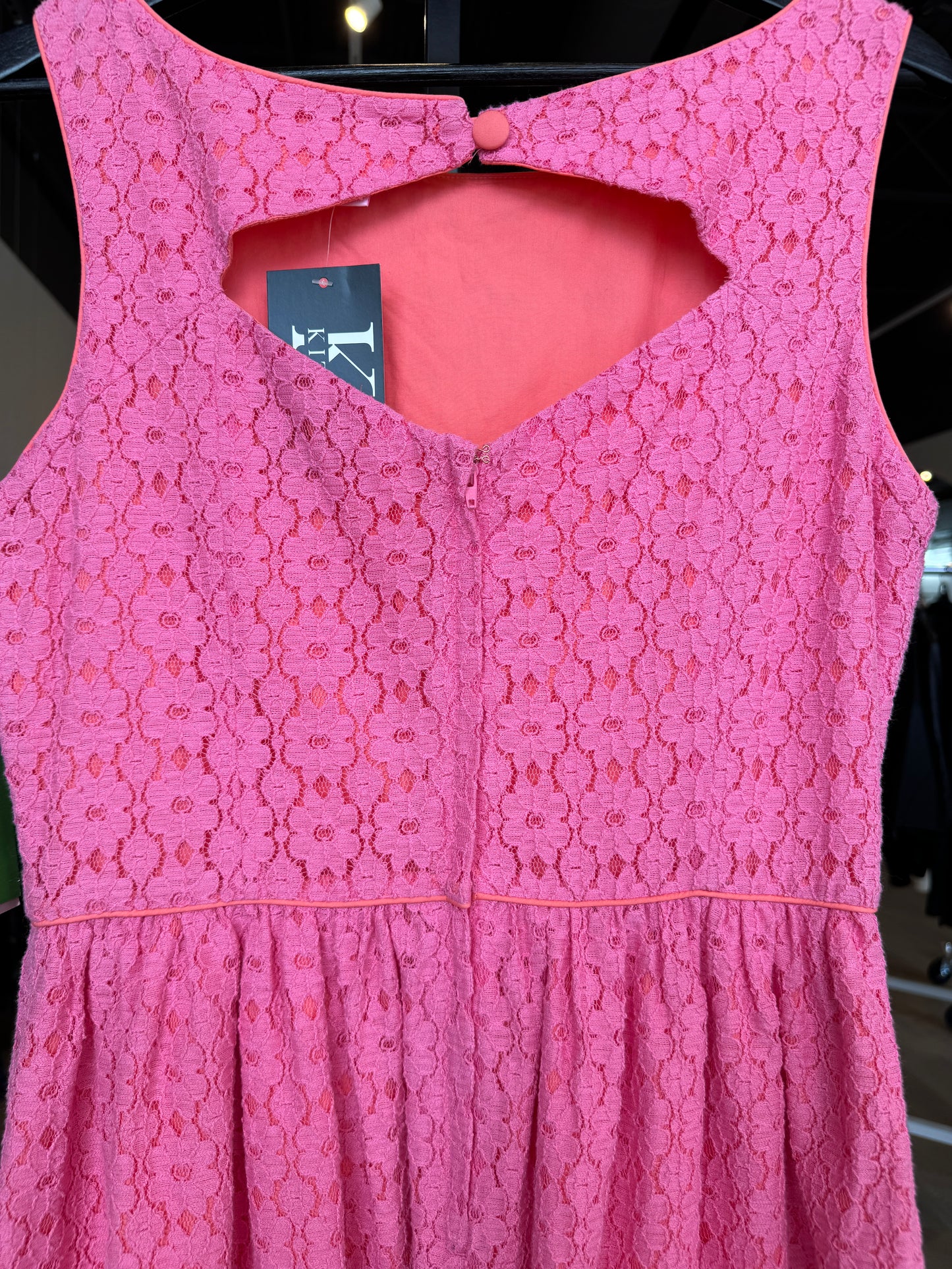 Lily Pulitzer "Hotty Pink Petal Pusher Lace" Sleeveless Crew Neck Dress