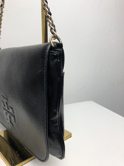 Tory Burch Black Caviar Convertible Crossbody Bag w/ Gold Chain