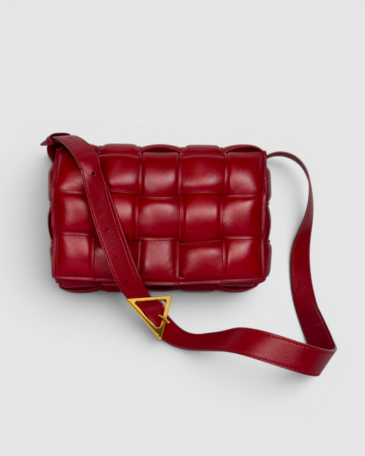 Bottega Veneta Red Bordeaux Padded Cassette Crossbody Bag